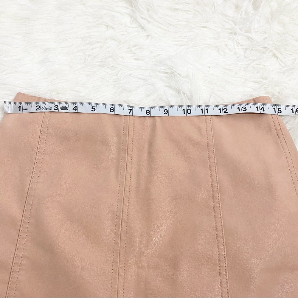 FREE PEOPLE Blush Pink Faux Leather Mini Skirt - Picture 3 of 6